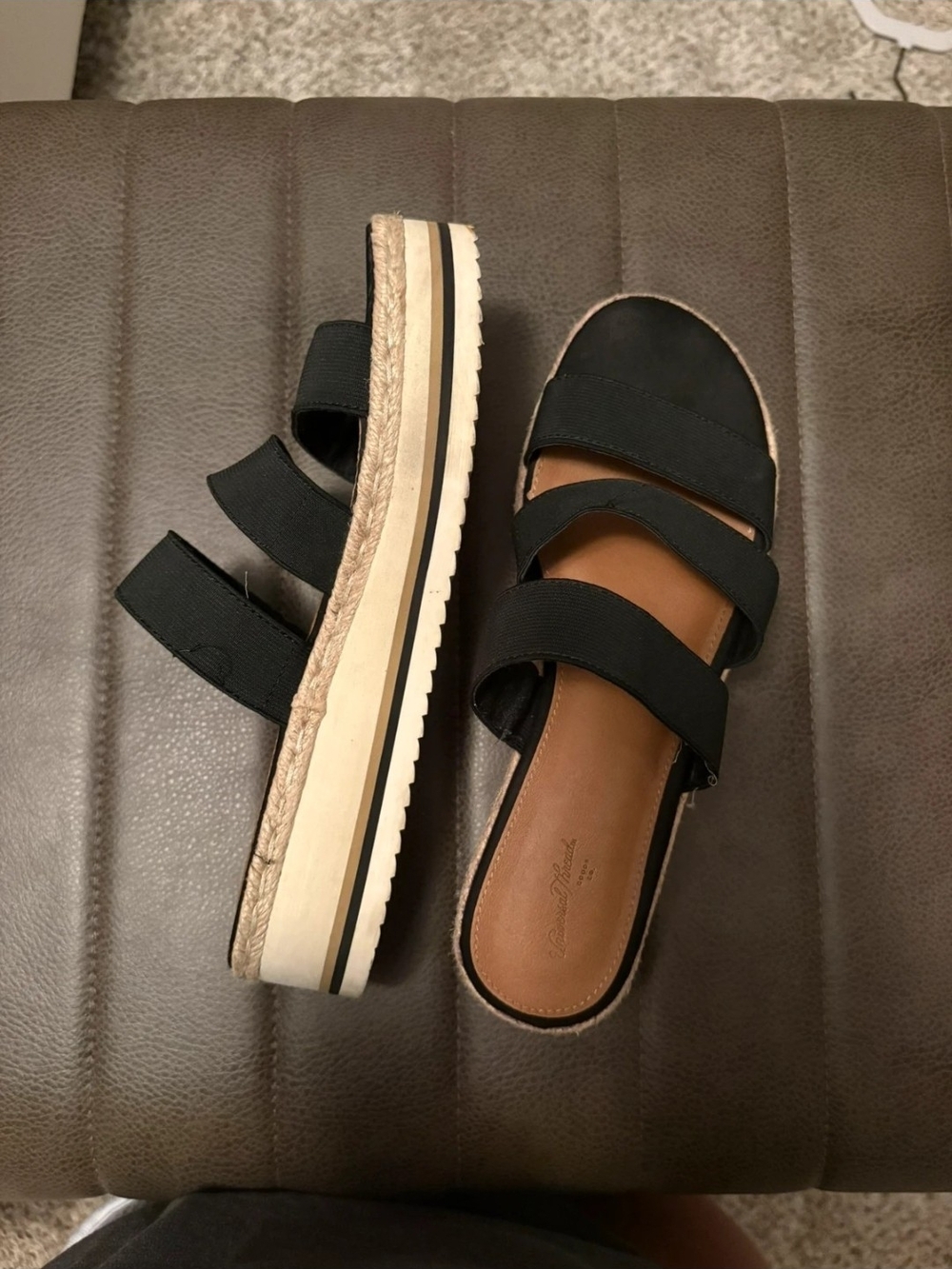 Universal Thread Black Triple-Strap Platform Espadrille Sandals